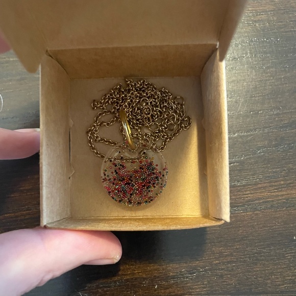 Confetti Resin Pendant | Faux Gold Chain | - Picture 3 of 4